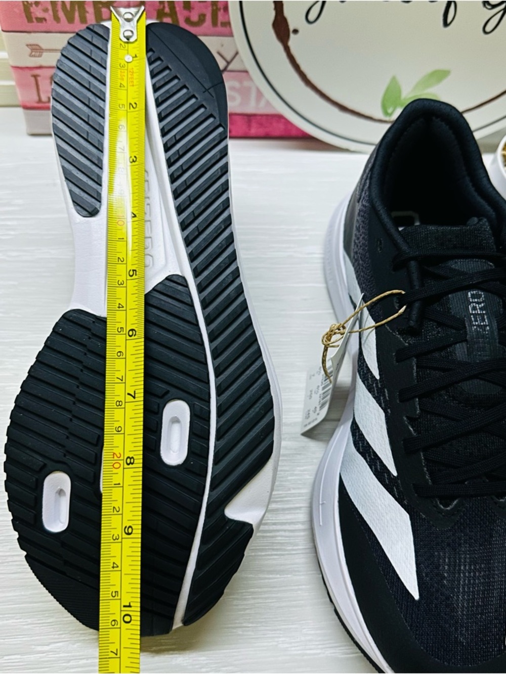 Size 7 adidas Black & White Performance Running Sneakers - Picture 10 of 13